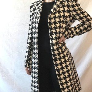 Worthington blk/wht houndstooth duster coat